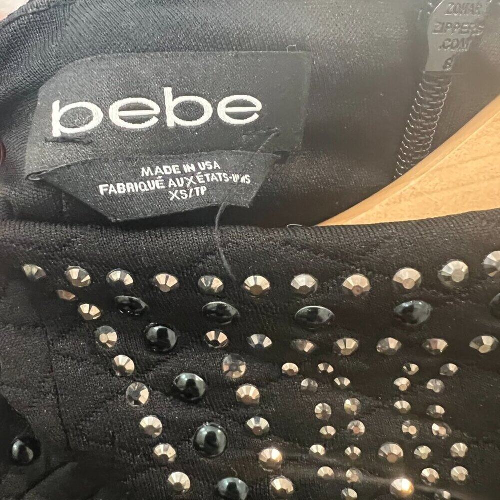 Bebe Black Studded Embellished Bodycon Mini Dress Size XS Club Going Out - Picture 9 of 9